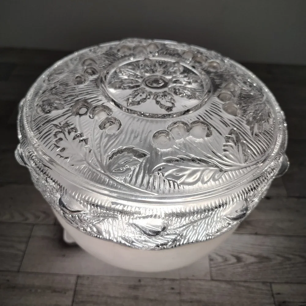 Vintage Glass Ceiling Light Shade Embossed Floral‎ Globe Frosted Diffuser 8x7